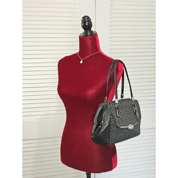 Coach Women's Black Canvas Madison Madeline Satchel Bag Medium 1941 - Picture 6 of 15